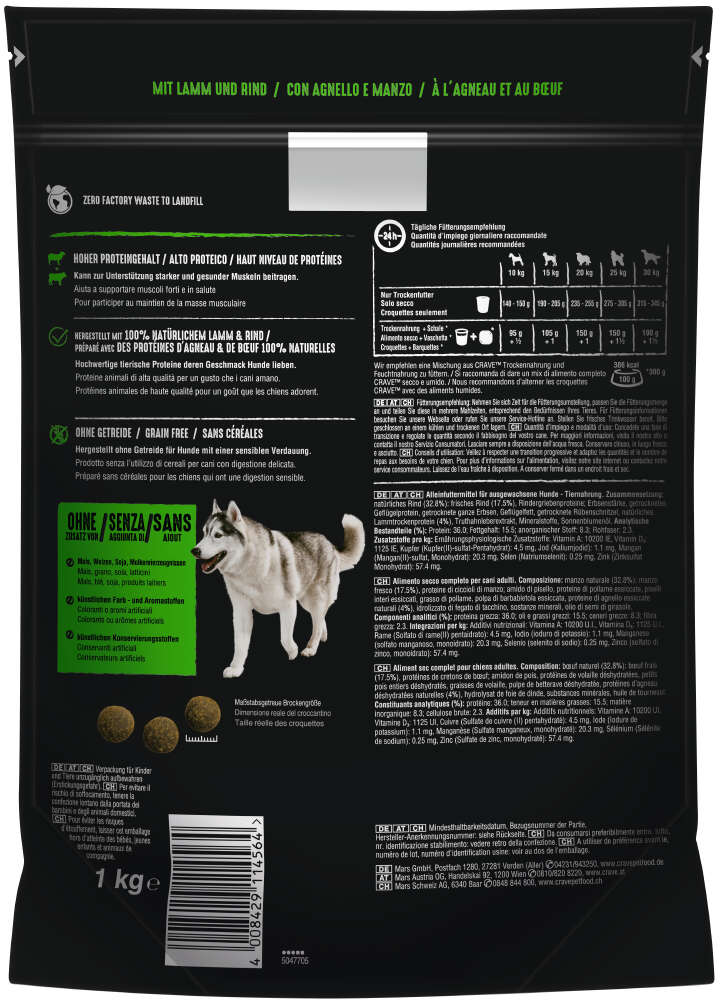 CRAVE Hunde-Trockenfutter Adult mit Lamm und Rind